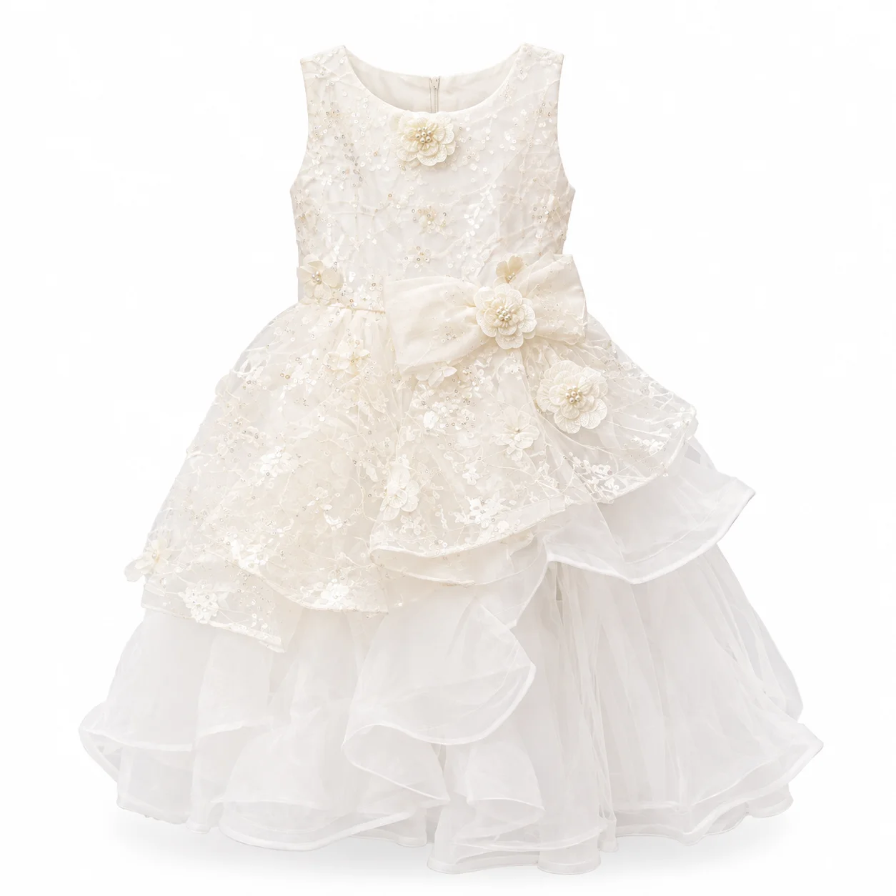 vory Floral Embroidered Princess Party Dress for Girls