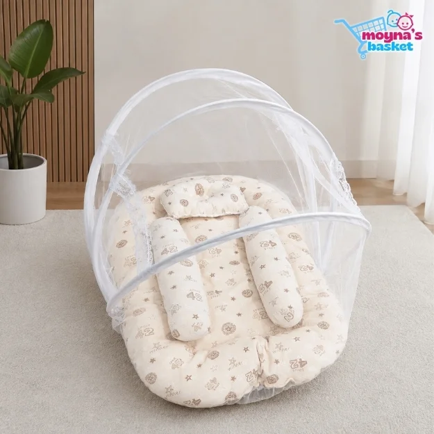 Baby Nest Bed with Mosquito Net & Pillow Set thumbnail 6