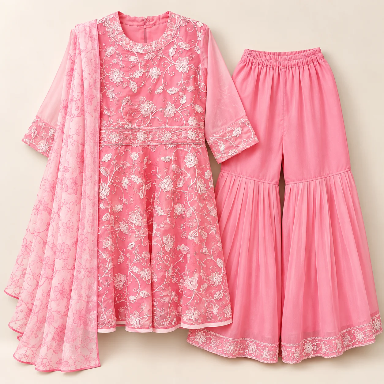 Girls Embroidered 3-Piece Dress Set