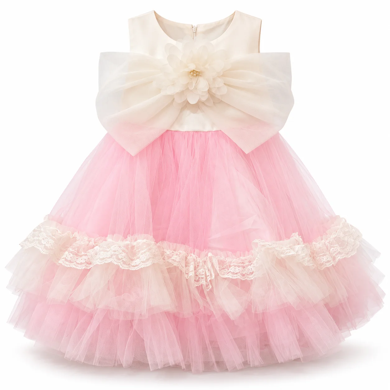 Girls White & Pink Princess Party Dress