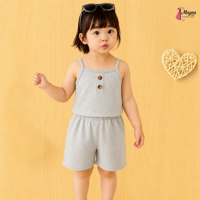 Sleeveless Button Top & Shorts Set