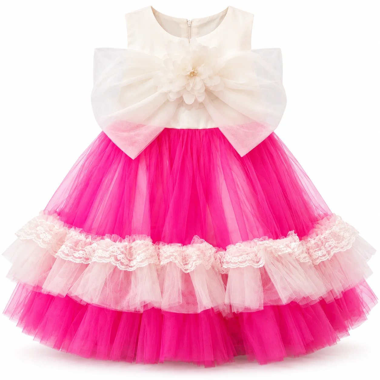Girls White & Pink Princess Party Dress