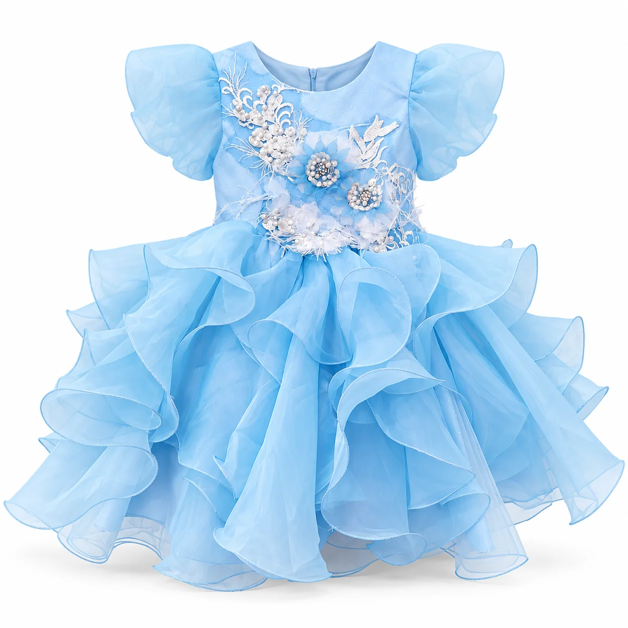 Celeste Baby Blue Floral Princess Party Dress