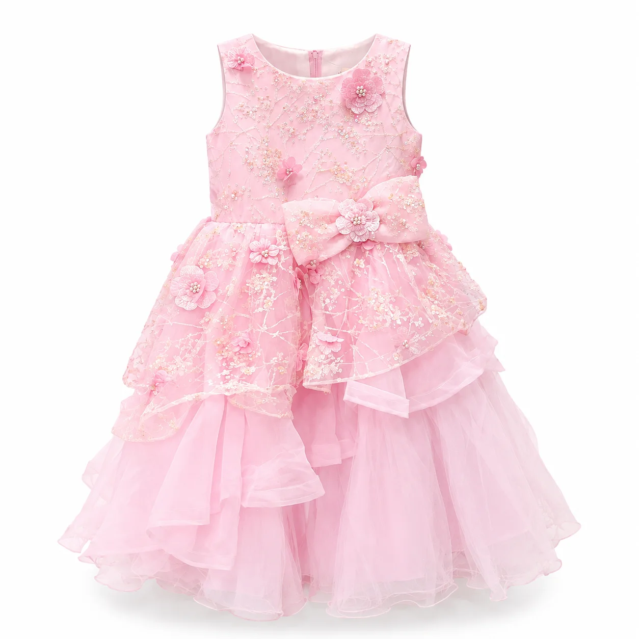 vory Floral Embroidered Princess Party Dress for Girls