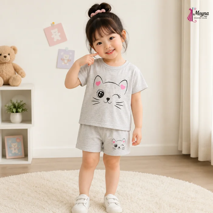 Cat Face Top & Shorts Set thumbnail 3