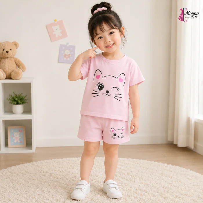 Cat Face Top & Shorts Set thumbnail 2